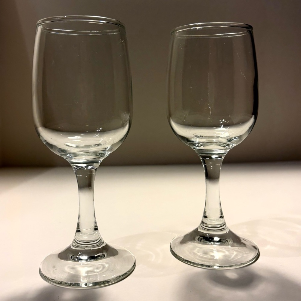 2 Vintage Thick Stem Wine Glasses Set Mid Century Barware
